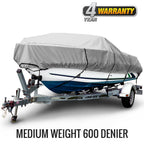 Sportsman 600 Denier 12 ft. to 14 ft. (Beam Width to 68 in.) Gray V-Hull Fishing Boat Cover BT-1