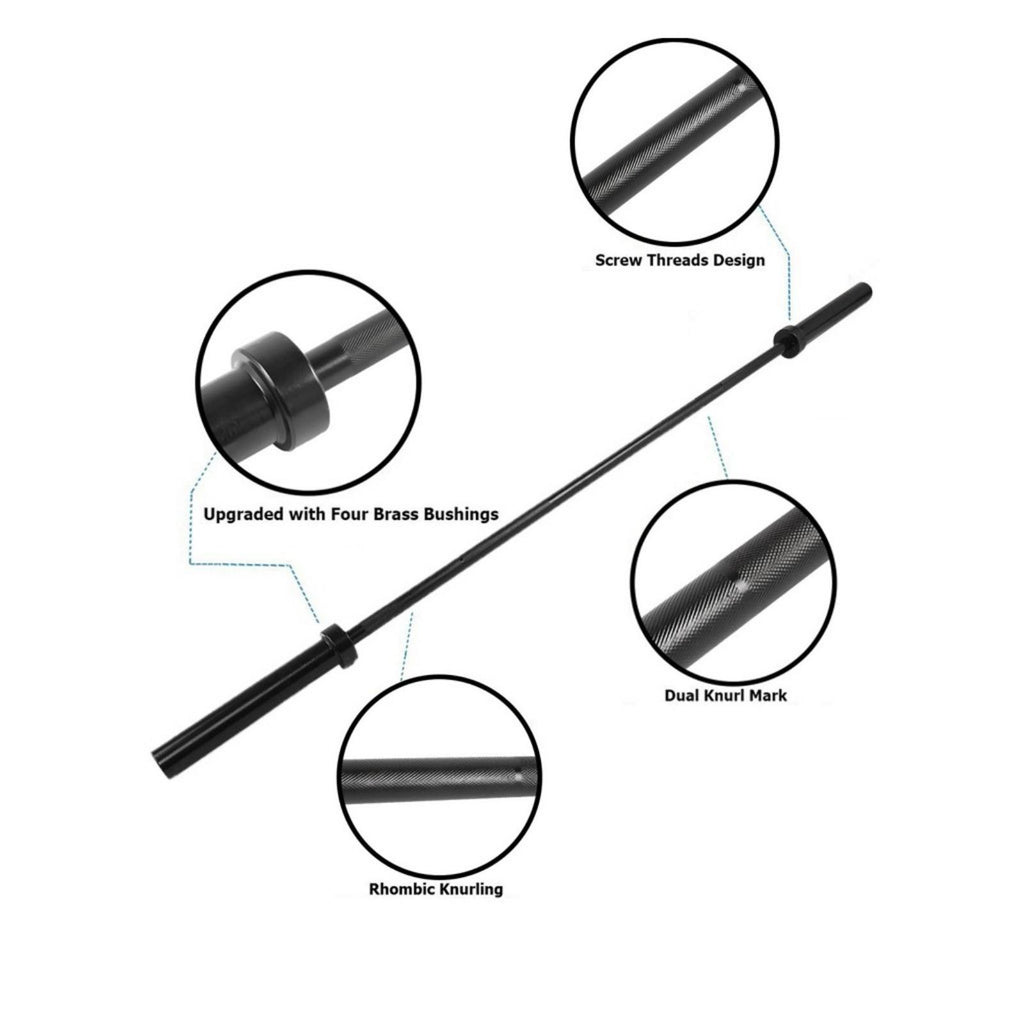 WJHWSX Olympic Weightlifting Barbell, Solid Iron Barbell for Weight Training and Power Lifting閿60-Feet Long, 21-lbs Bar, 2IN Shaft Diameter Black