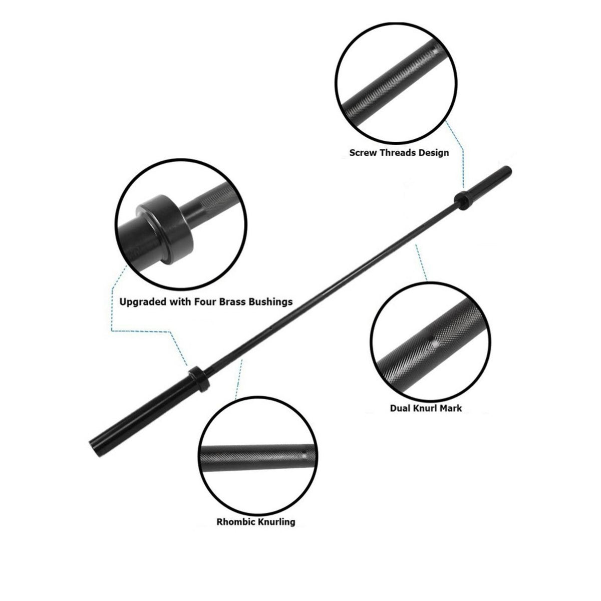 WJHWSX Olympic Weightlifting Barbell, Solid Iron Barbell for Weight Training and Power Lifting閿60-Feet Long, 21-lbs Bar, 2IN Shaft Diameter Black