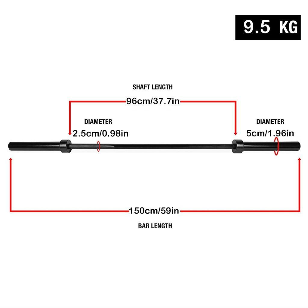 WJHWSX Olympic Weightlifting Barbell, Solid Iron Barbell for Weight Training and Power Lifting閿60-Feet Long, 21-lbs Bar, 2IN Shaft Diameter Black