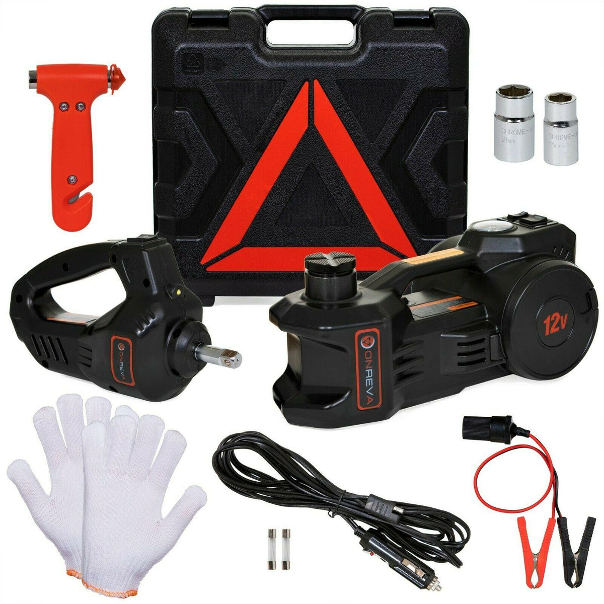 Electric Car Jack Kit 5 Ton with Power Impact Wrench and Tire Inflator Pump Lift
