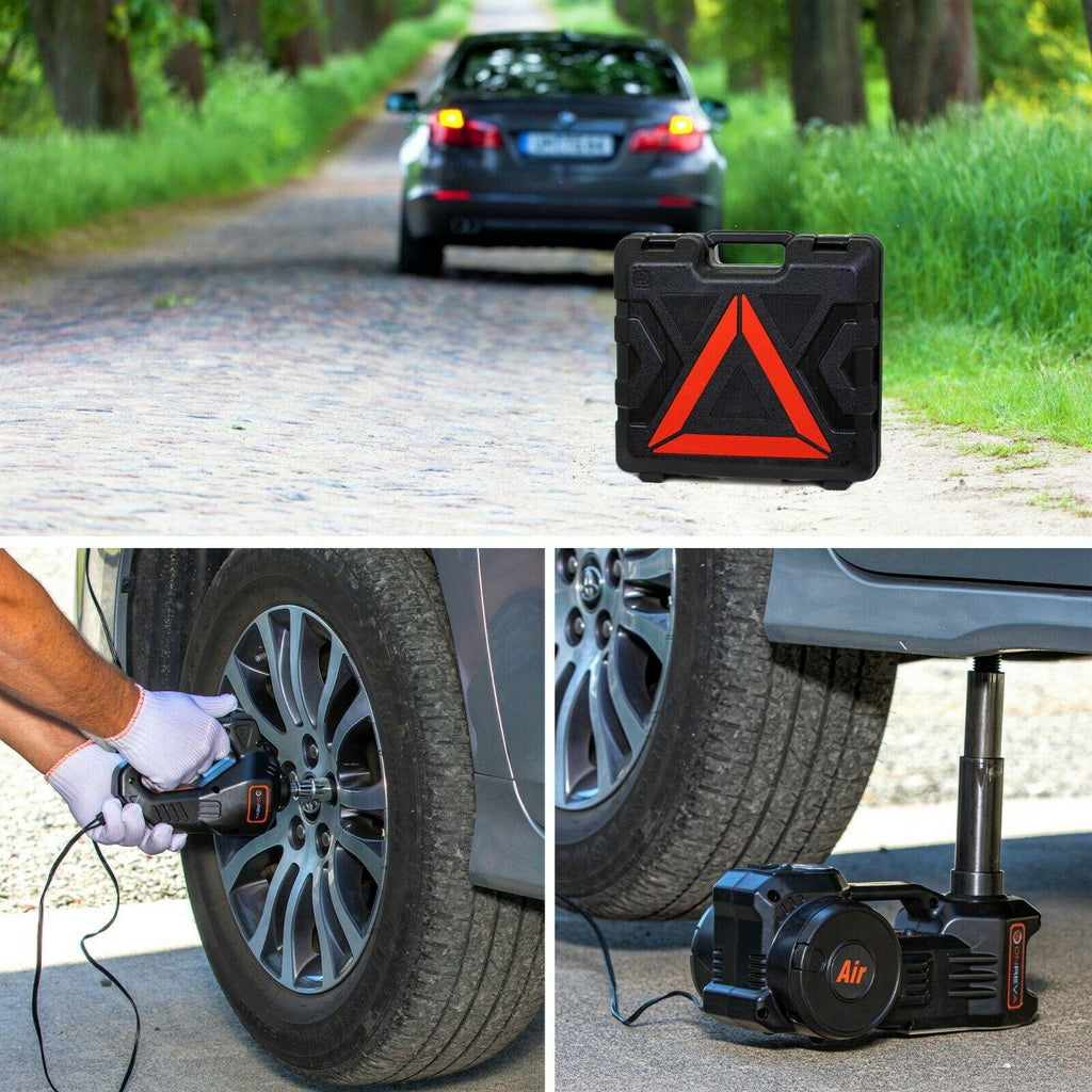 Electric Car Jack Kit 5 Ton with Power Impact Wrench and Tire Inflator Pump Lift
