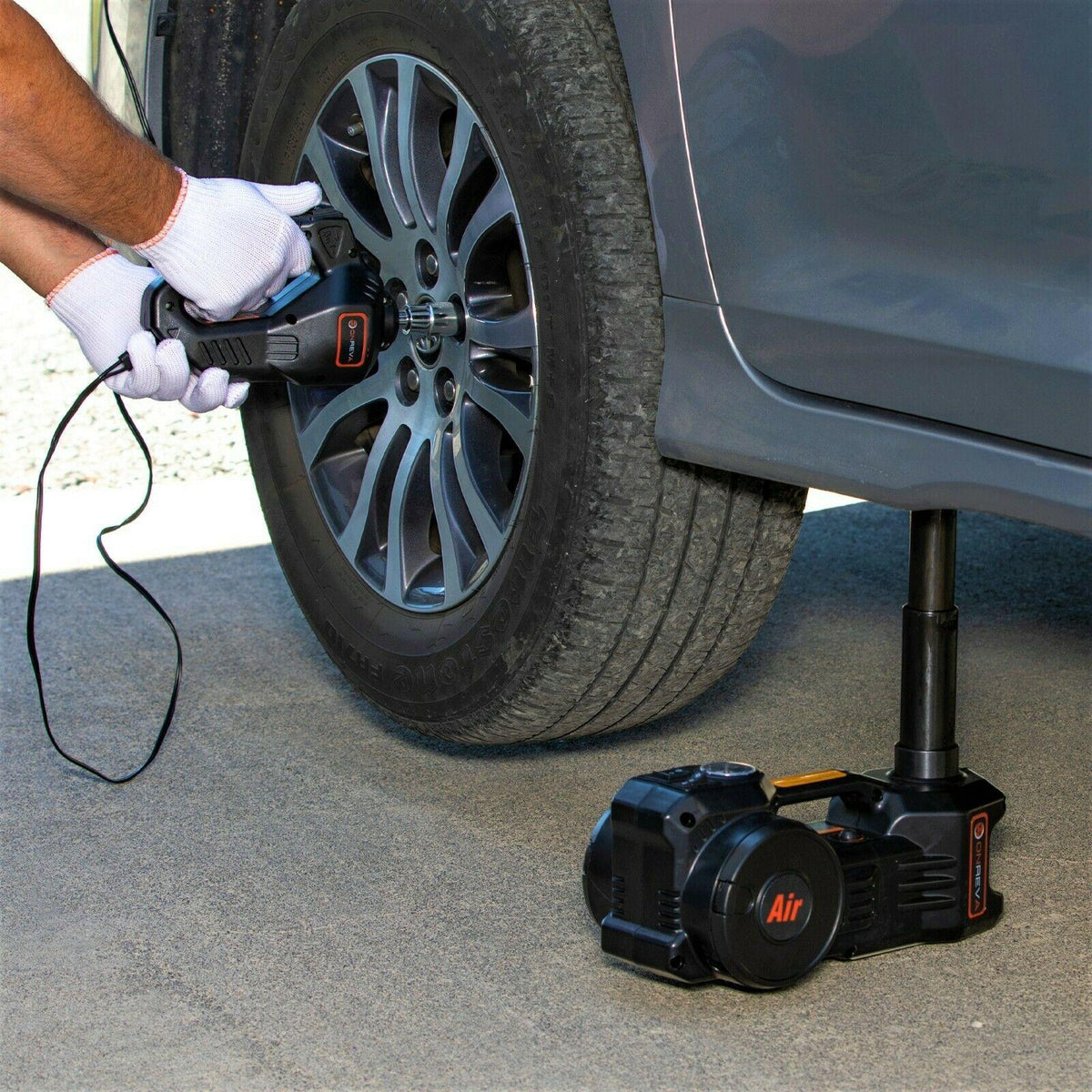 Electric Car Jack Kit 5 Ton with Power Impact Wrench and Tire Inflator Pump Lift