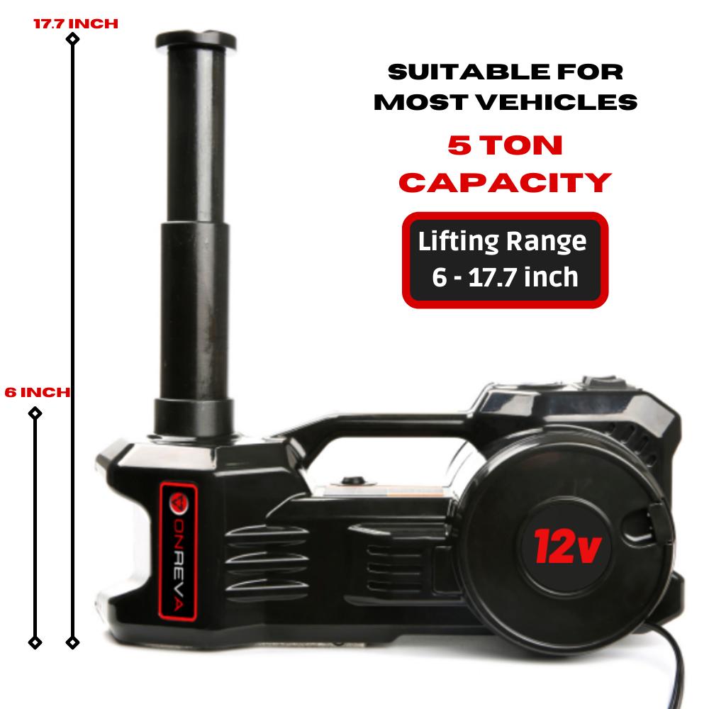 Electric Car Jack Kit 5 Ton with Power Impact Wrench and Tire Inflator Pump Lift