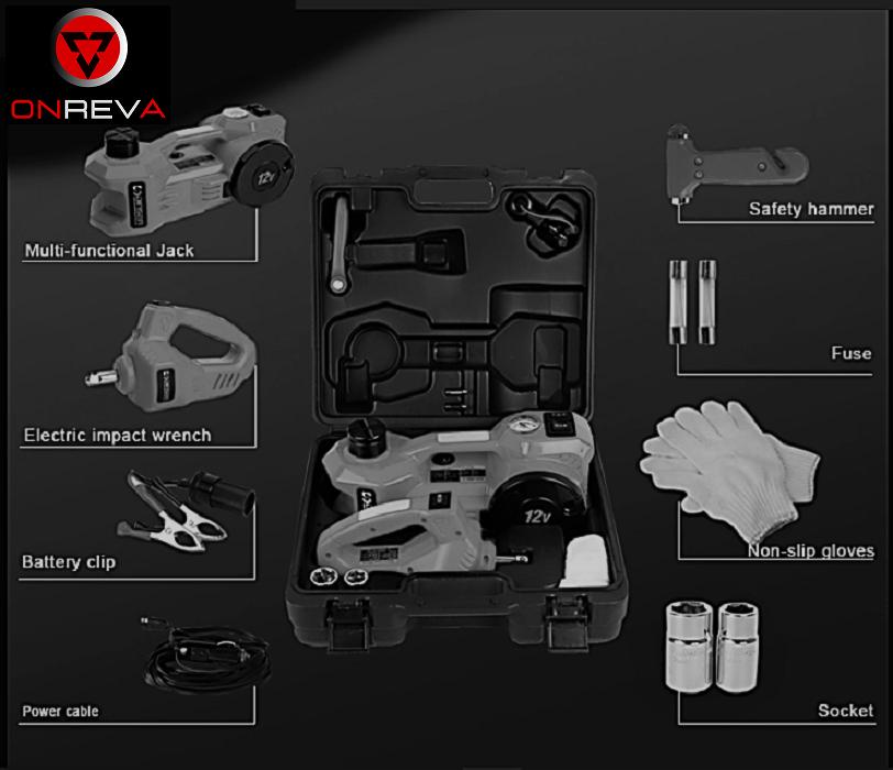 Electric Car Jack Kit 5 Ton with Power Impact Wrench and Tire Inflator Pump Lift