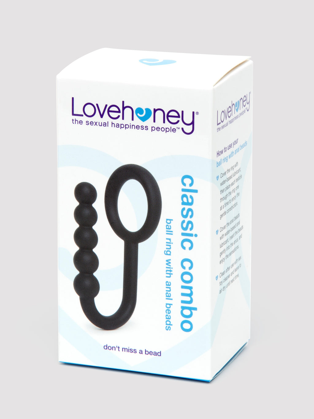 Lovehoney Classic Combo Silicone Ball Ring with Anal Beads, Black