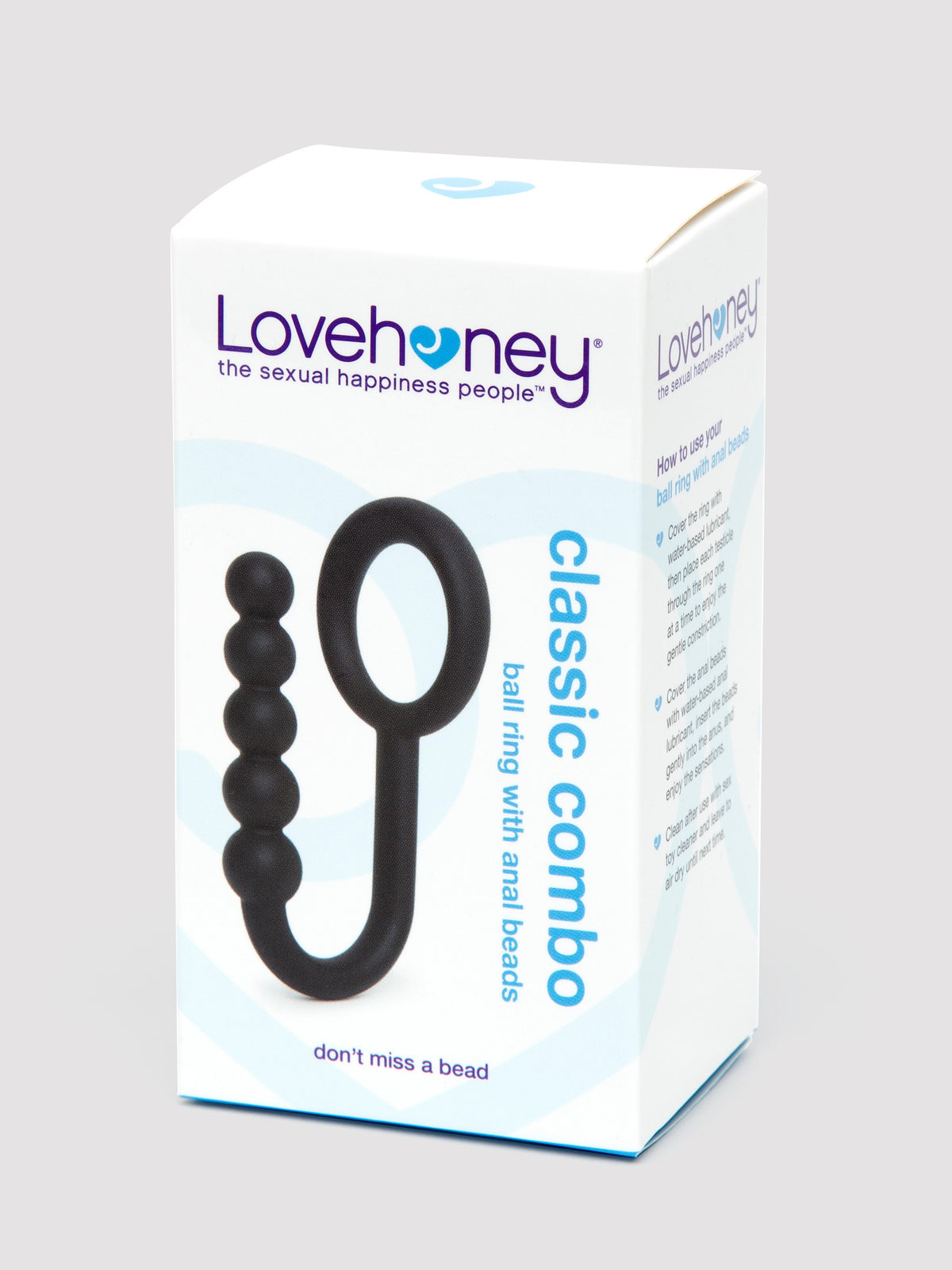 Lovehoney Classic Combo Silicone Ball Ring with Anal Beads, Black