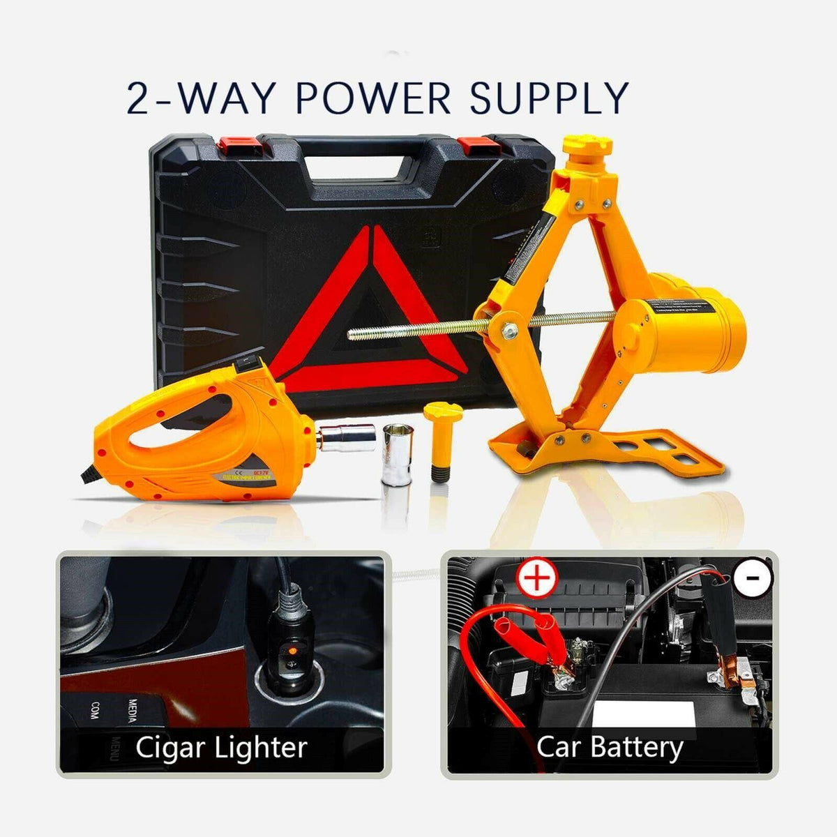 Car Jack Lift 12V 3 Ton Electric Scissor Floor Jack Impact Wrench Tire Tool Kit