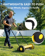 14" Hand Push Lawn Mower, 5-Blade Push Reel Lawn Mower with Adjustable Cutting Height, Quiet Eco-Friendly Manual Lawnmower for Home Garden