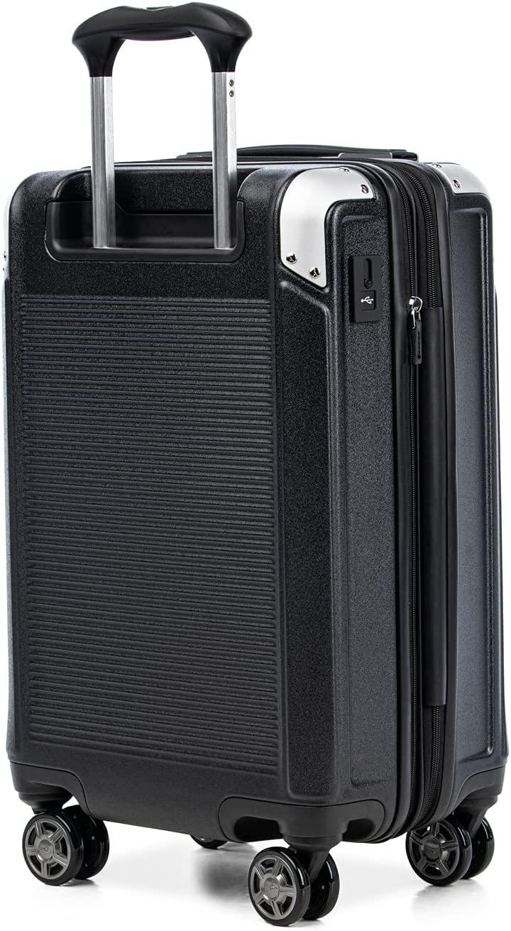 Platinum Elite Hardside Expandable Spinner Wheel Luggage TSA Lock Hard Shell Polycarbonate Suitcase, Shadow Black, Carry-on 21-Inch