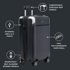 Platinum Elite Hardside Expandable Spinner Wheel Luggage TSA Lock Hard Shell Polycarbonate Suitcase, Shadow Black, Carry-on 21-Inch