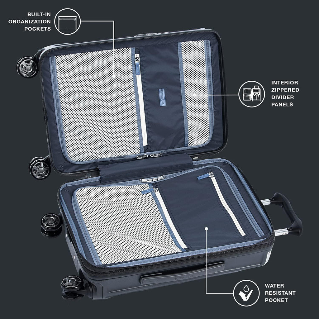 Platinum Elite Hardside Expandable Spinner Wheel Luggage TSA Lock Hard Shell Polycarbonate Suitcase, Shadow Black, Carry-on 21-Inch