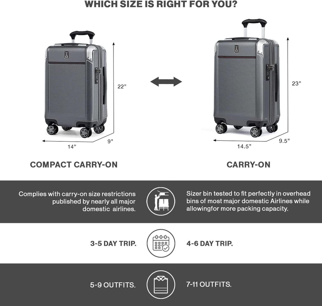 Platinum Elite Hardside Expandable Spinner Wheel Luggage TSA Lock Hard Shell Polycarbonate Suitcase, Shadow Black, Carry-on 21-Inch