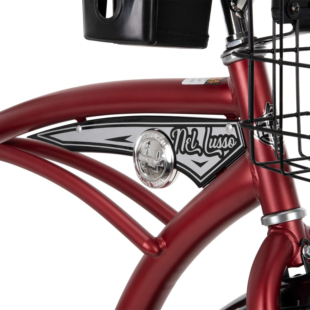 Huffy 26 In. Nel Lusso Men's Classic Beach Cruiser Bike, Mirror Red