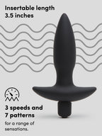 Lovehoney Butt Tingler 10 Function Vibrating Butt Plug 3.5 Inch, Black | Black