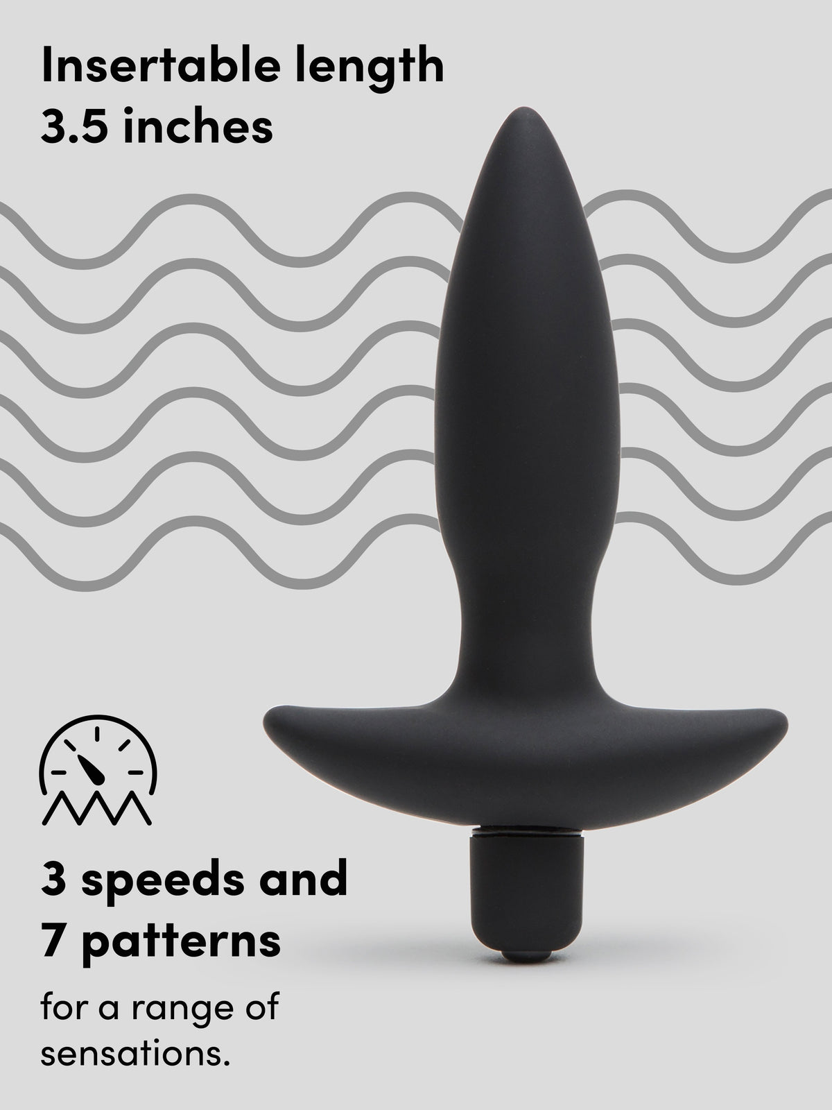 Lovehoney Butt Tingler 10 Function Vibrating Butt Plug 3.5 Inch, Black | Black
