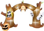 HOOJO 14 FT Wide Halloween Inflatables Tree Archway with Pumpkins and Ghost Outdoor Halloween Decorations, Build-in LEDs, Blow up Halloween Party Decorations for Yard, Garden, and Lawn