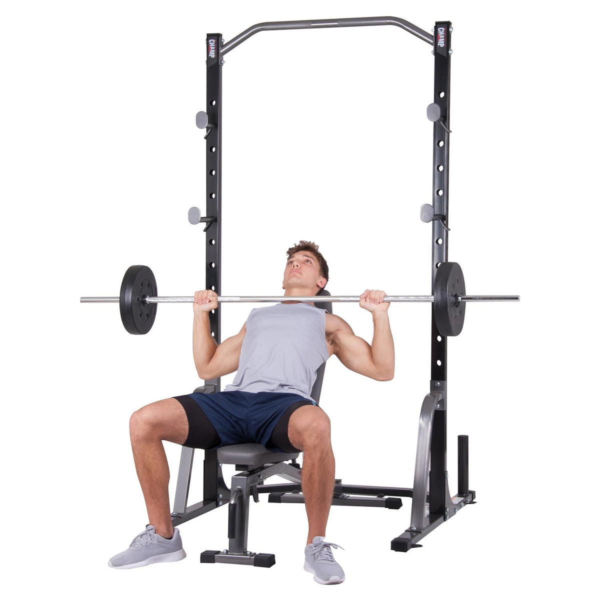 Body Champ PBC1835 2-Piece Power Rack with Weight Bench for Home Gym