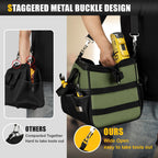 Heavy Duty Tool Bag 15-Inch, 16-Pocket Portable Empty Tool Box Organizer, Big StoraToolbox Organization, Soft Handle LarZipper Carrying Toolbag, Father Day Gifts for Him Dad Men, Green