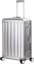 All Aluminum Suitcase Hard Shell Luggage Case Carry On Spinner Matel Suitcase (Silver, 24 Inch)