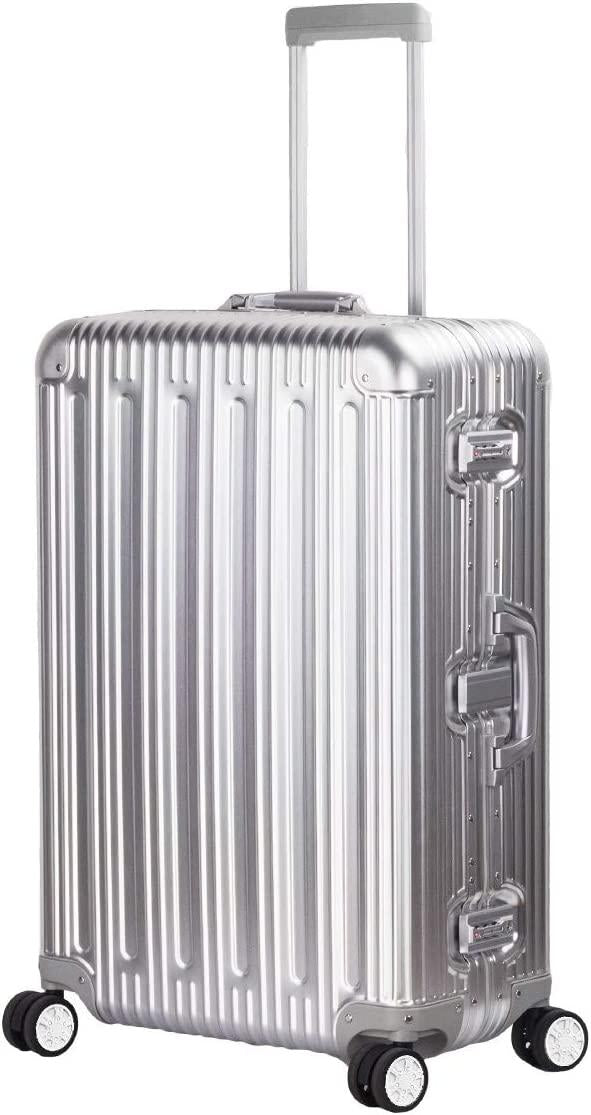 All Aluminum Suitcase Hard Shell Luggage Case Carry On Spinner Matel Suitcase (Silver, 24 Inch)