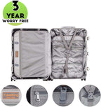 All Aluminum Suitcase Hard Shell Luggage Case Carry On Spinner Matel Suitcase (Silver, 24 Inch)