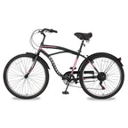 MOONCOOL Adult Cruiser Bike 7 Speed 26 Inch, Beach Cruiser Bicycle for Women Men Complete Cruiser Bikes Black &amp; Pink