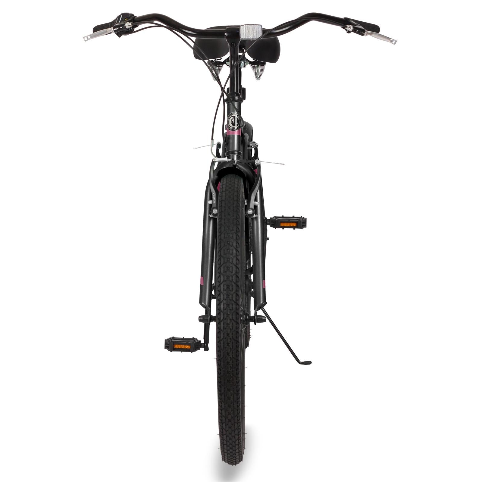 MOONCOOL Adult Cruiser Bike 7 Speed 26 Inch, Beach Cruiser Bicycle for Women Men Complete Cruiser Bikes Black &amp; Pink