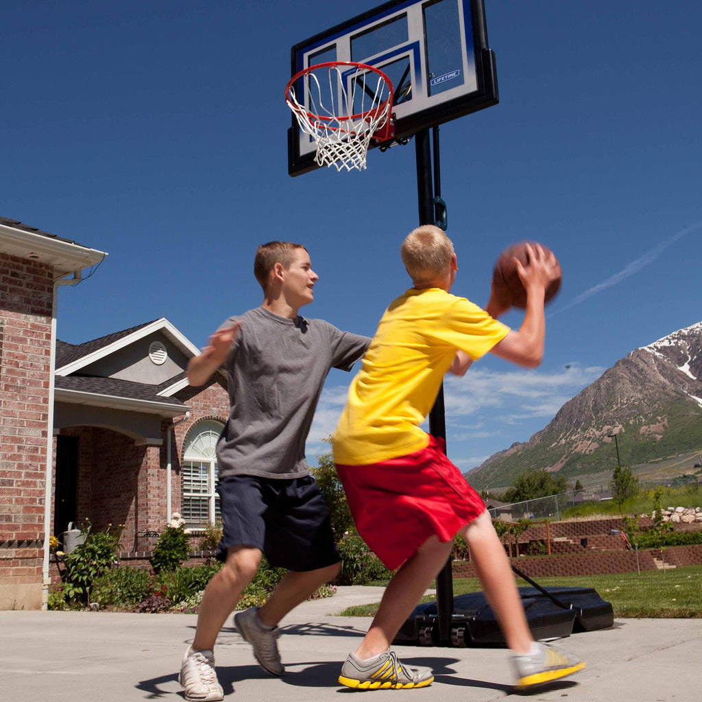 Lifetime 48" Shatterproof Portable One Hand Height Adjustable Basketball System in Black, 51550