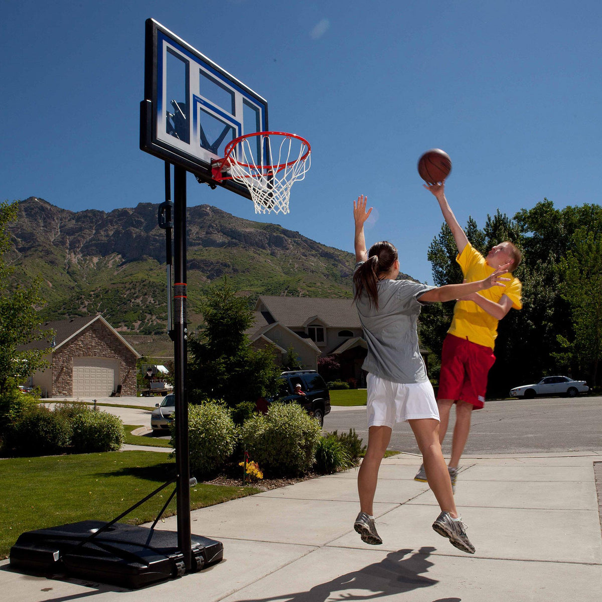 Lifetime 48" Shatterproof Portable One Hand Height Adjustable Basketball System in Black, 51550