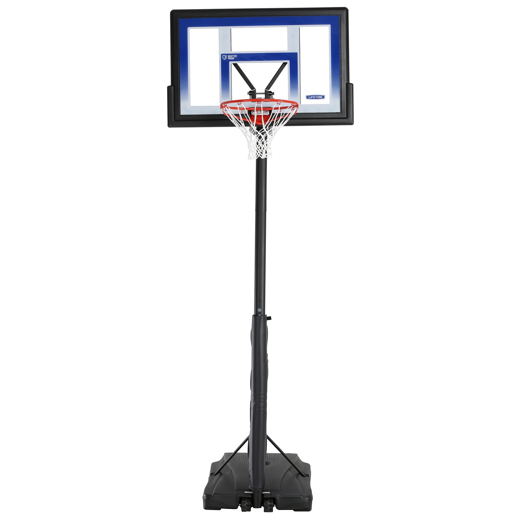 Lifetime 48" Shatterproof Portable One Hand Height Adjustable Basketball System in Black, 51550