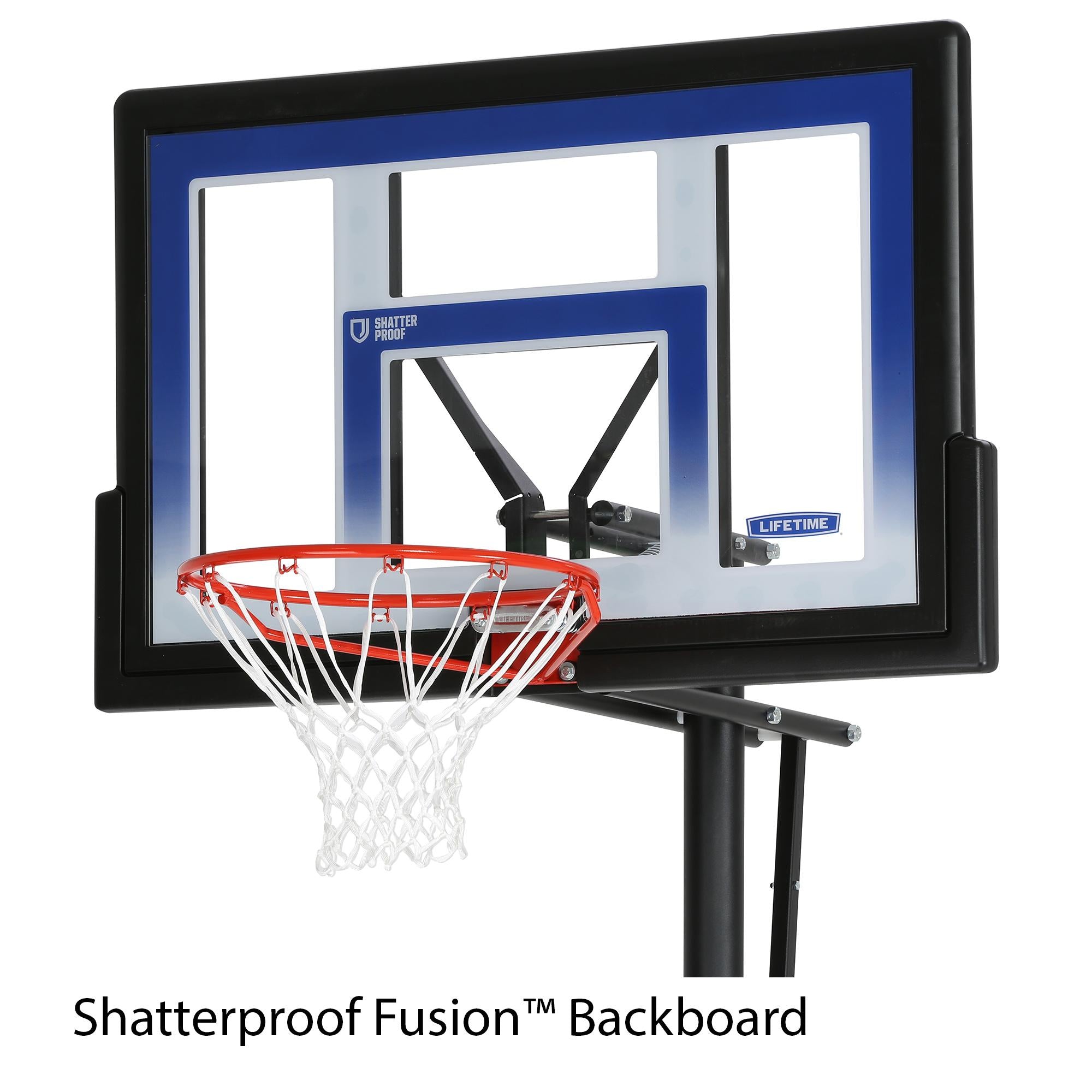 Lifetime 48" Shatterproof Portable One Hand Height Adjustable Basketball System in Black, 51550