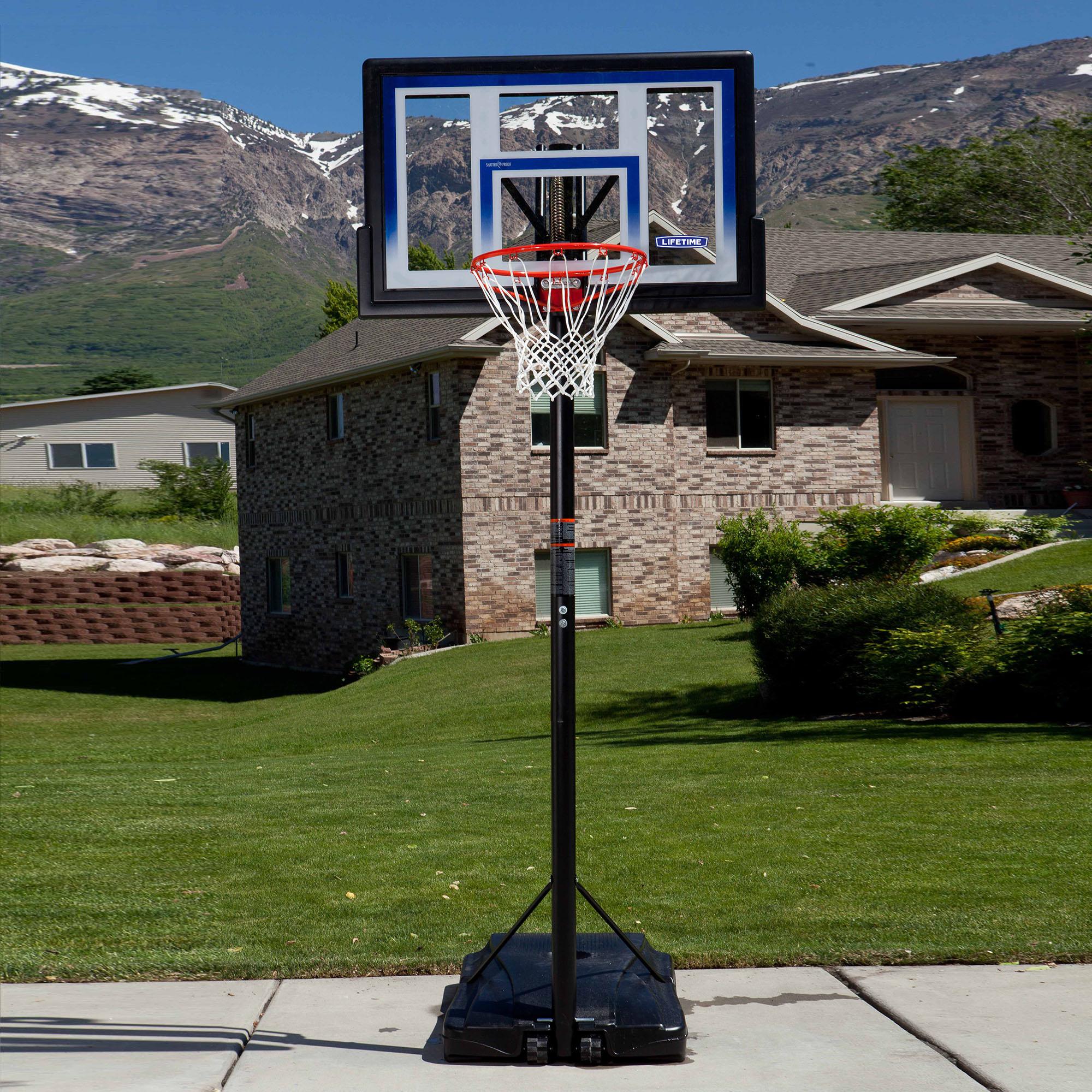 Lifetime 48" Shatterproof Portable One Hand Height Adjustable Basketball System in Black, 51550