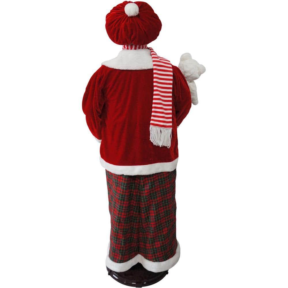 58 in. Christmas Dancing Mrs. Claus with Candy-Striped and Teddy Bear