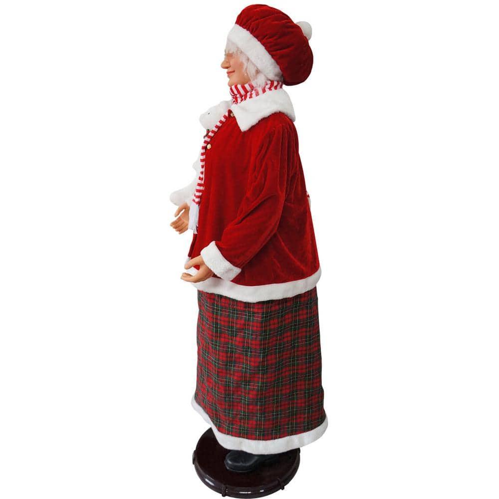 58 in. Christmas Dancing Mrs. Claus with Candy-Striped and Teddy Bear