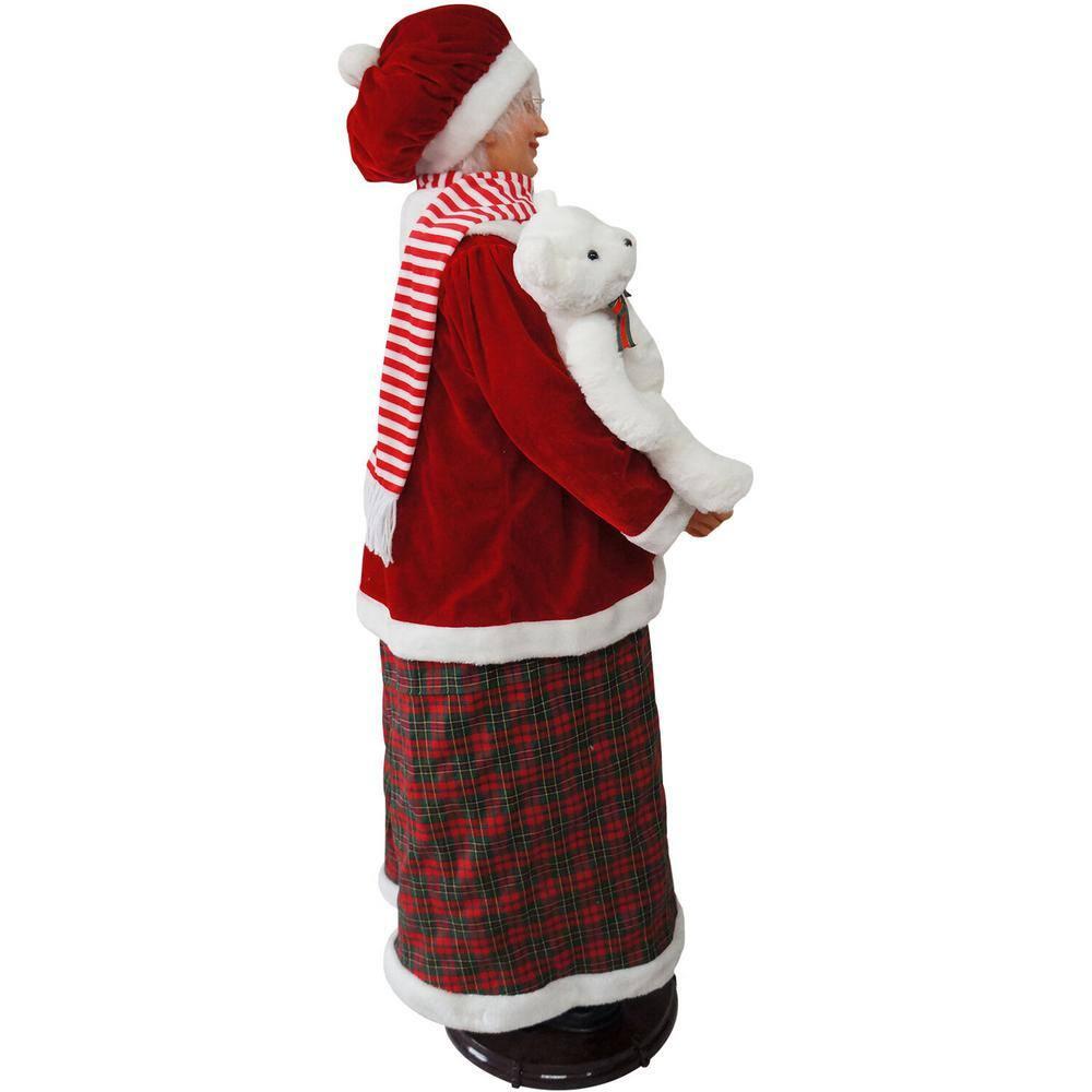 58 in. Christmas Dancing Mrs. Claus with Candy-Striped and Teddy Bear