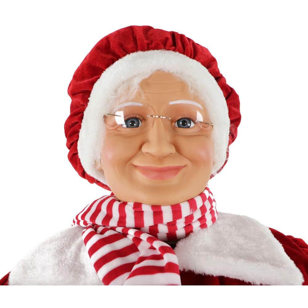 58 in. Christmas Dancing Mrs. Claus with Candy-Striped and Teddy Bear