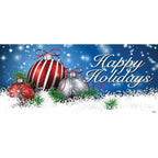 7 ft. x 16 ft. Red and White Christmas Ornaments on Red Christmas Garage Door Decor Mural for Double Car Garage