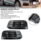 2018-2023 Audi Q5 Standard Version 2PCS Black/Chrome Front Bumper Cover Grille Bezel Insert Generic