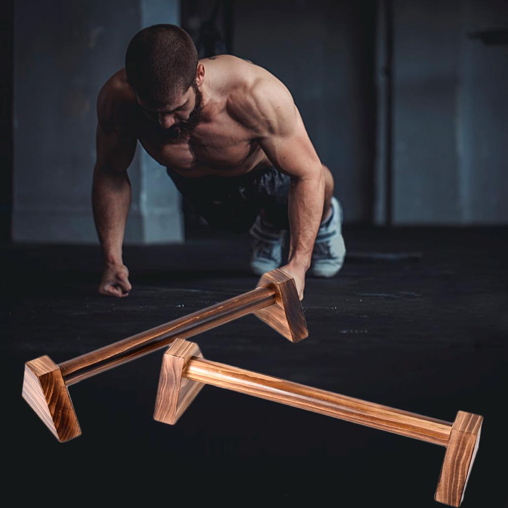 Famure Push-up holder-1 Pair of Charcoal Four-Corner Push-Up Bracket Fitness Russian Style Stretch Stand Single Double Bars Calisthenics Handstand Personalised Wooden Push-Ups Rod