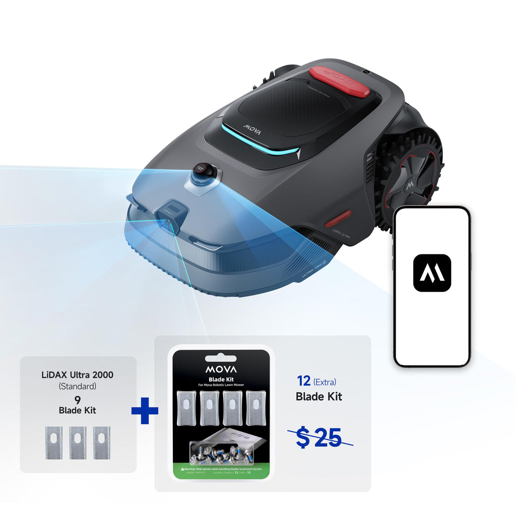 LiDAX Ultra 2000 with Blade Kit Robot Lawn Mower Wire Robot with 4G for 0.5 Acre, RTK Free+360° 3D LiDAR+AI Vision Mapping, EdCutting, Cutting Height 1.2"-3.9", 45% Slope, 150Managed Zone