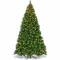 9 ft. Pre-Lit PVC Artificial Christmas Tree Hinged with 700 LED Lights Green