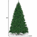 9 ft. Pre-Lit PVC Artificial Christmas Tree Hinged with 700 LED Lights Green