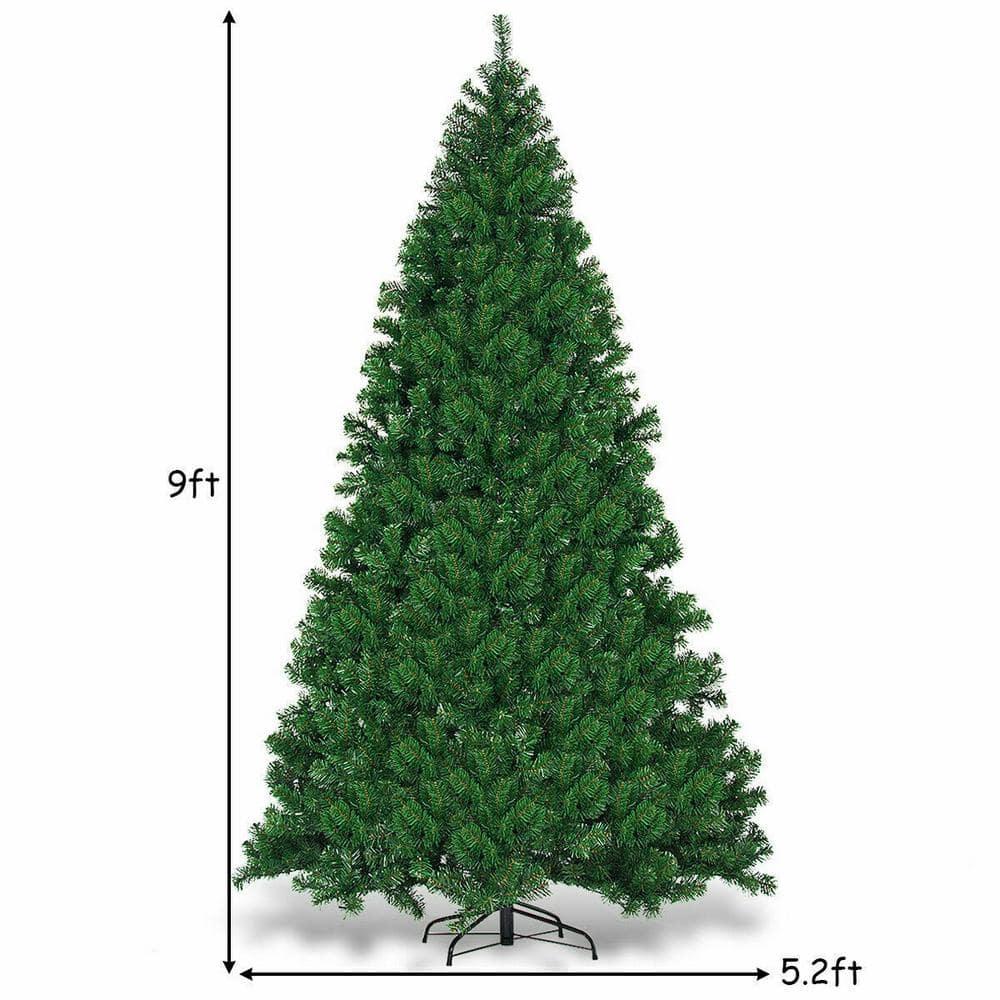 9 ft. Pre-Lit PVC Artificial Christmas Tree Hinged with 700 LED Lights Green