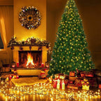 9 ft. Pre-Lit PVC Artificial Christmas Tree Hinged with 700 LED Lights Green