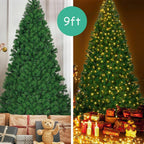 9 ft. Pre-Lit PVC Artificial Christmas Tree Hinged with 700 LED Lights Green