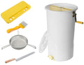 regiva honey extractor 2 frames manual plastic - honey extracting kit 5 pcs beekeeping supplies - honey harvesting tools - beekeeping starter kit - honey strainer, combcapper, uncapping knife, fork -