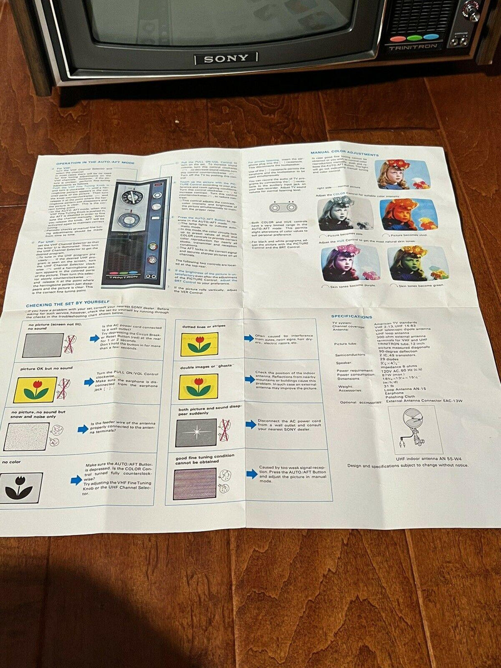 ultra rare 1972 sony trinitron color crt tv  12” kv-1212 (tested &amp; working)