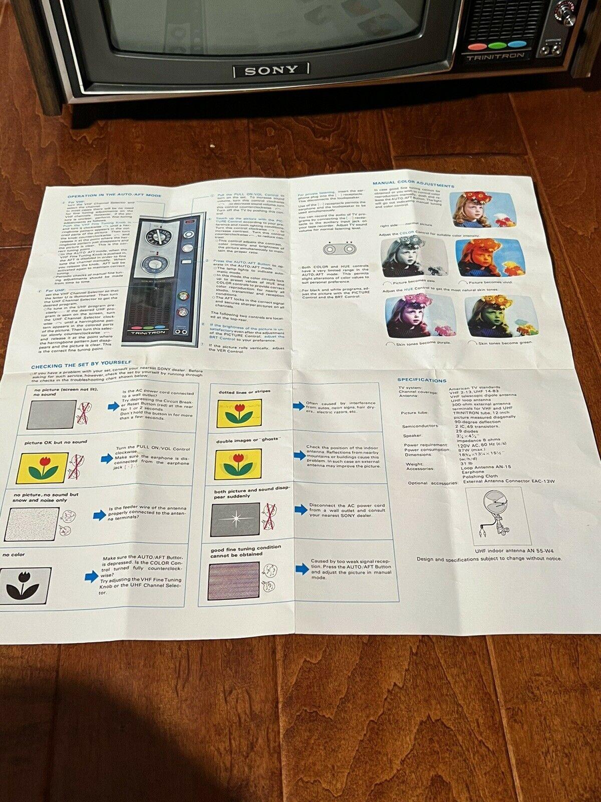 ultra rare 1972 sony trinitron color crt tv  12” kv-1212 (tested &amp; working)