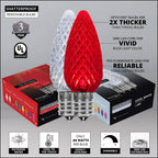 OptiCore 49 ft. 50-Light LED Red and Cool White Faceted C9 String Light Set